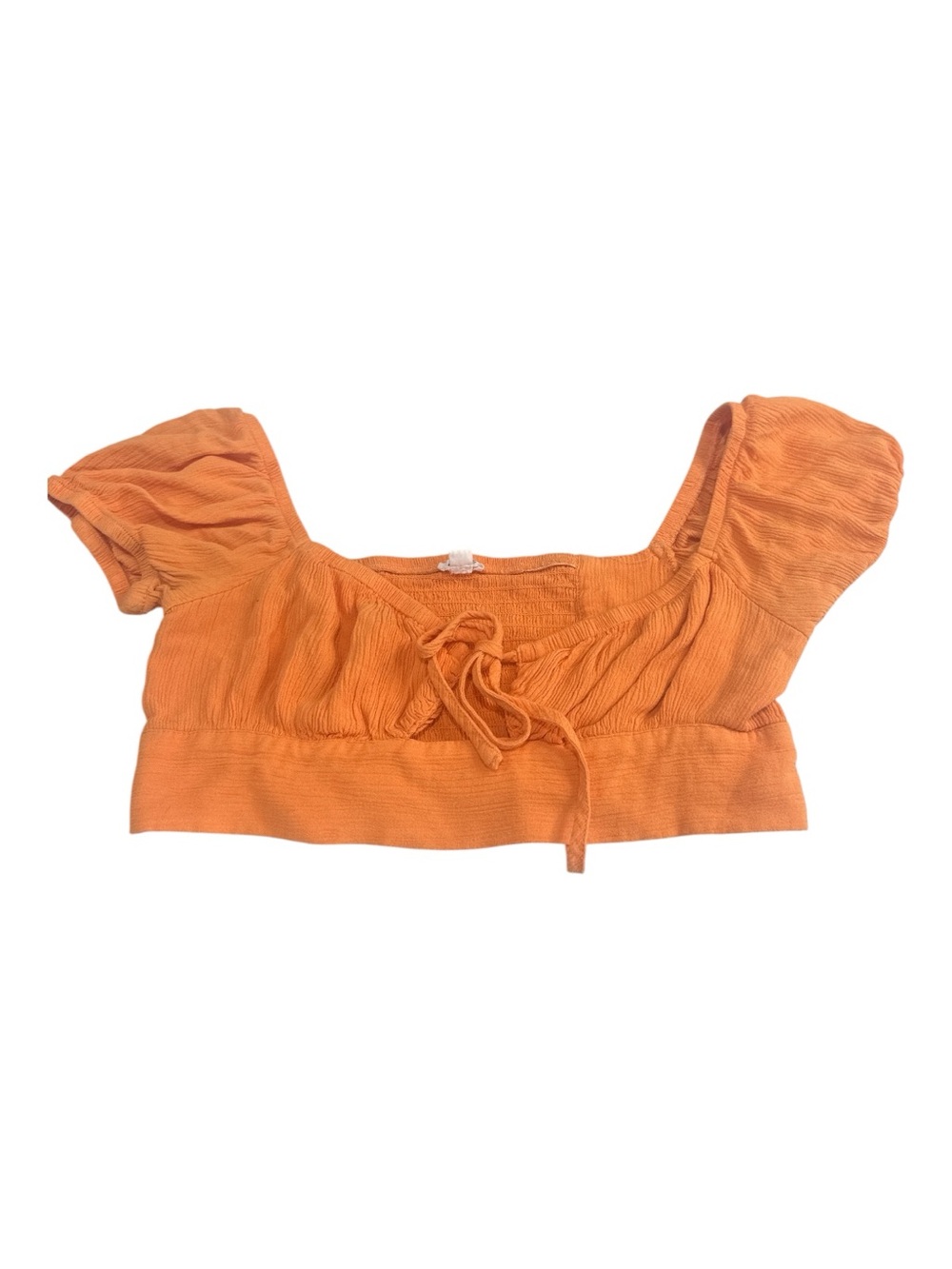 Garage Orange Puff Sleeve Tie Front Crop Top Women’s Small - Picture 3 of 5
